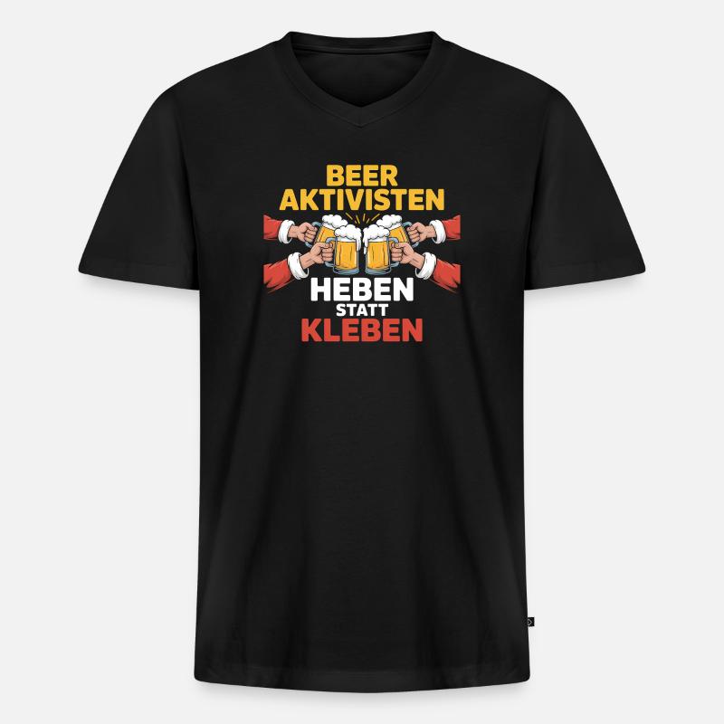 Beer Aktivisten - Funny Drinking Meme - Männer Premium Bio T-Shirt mit V-Ausschnitt - Schwarz