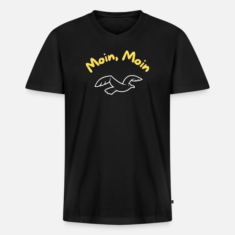 Meins Meins Möwe Küstenfigur - Männer Premium Bio T-Shirt mit V-Ausschnitt - Schwarz