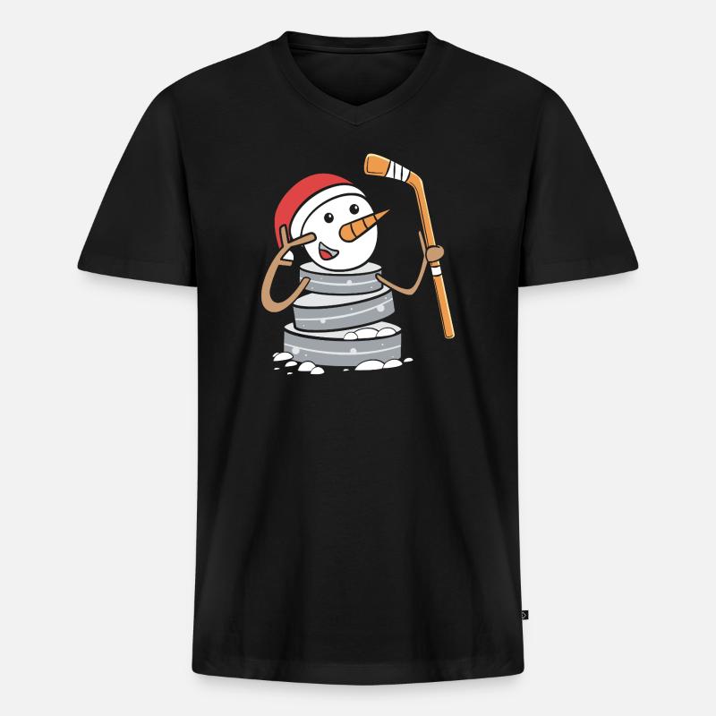 Para Handicap Eishockey - Männer Premium Bio T-Shirt mit V-Ausschnitt - Schwarz
