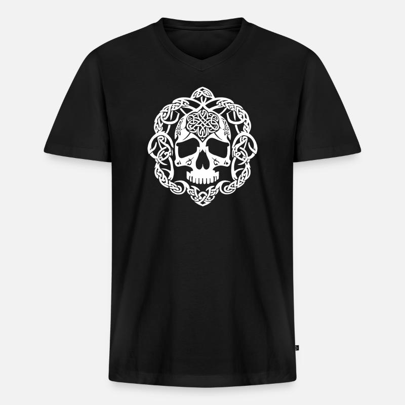 Keltischer Schädelknoten - Männer Premium Bio T-Shirt mit V-Ausschnitt - Schwarz