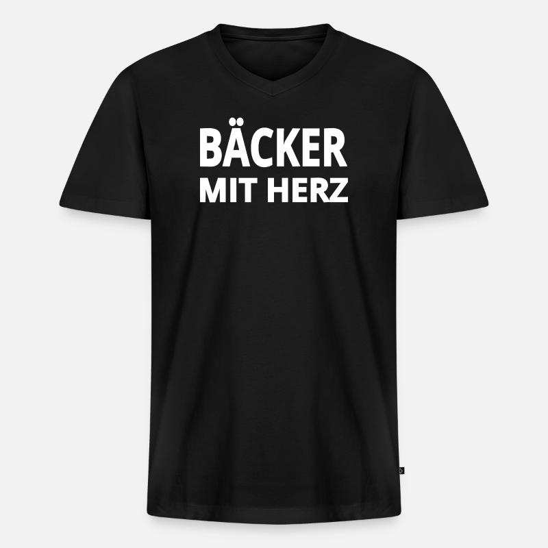 Bäcker - Männer Premium Bio T-Shirt mit V-Ausschnitt - Schwarz