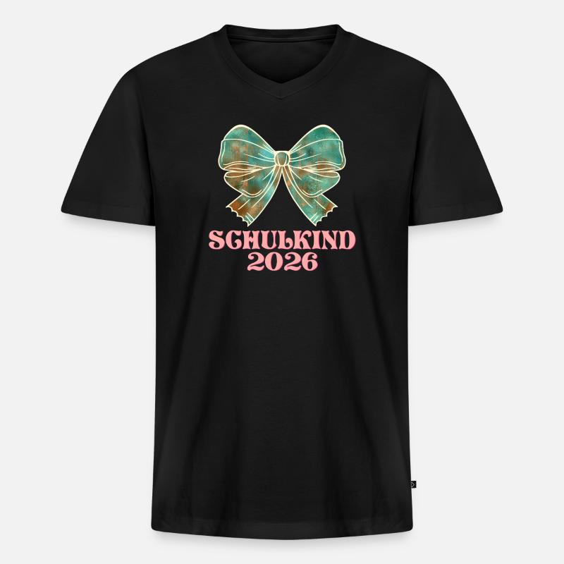 Schulkind 2026 Einschulung Mädchen - Männer Premium Bio T-Shirt mit V-Ausschnitt - Schwarz