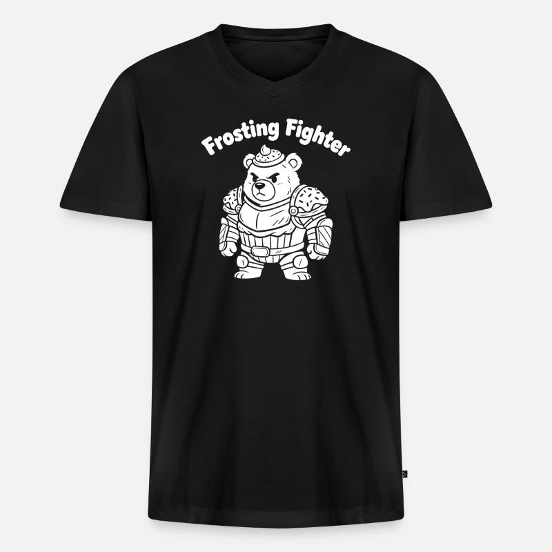 Frosting Kämpfer Bär - Männer Premium Bio T-Shirt mit V-Ausschnitt - Schwarz
