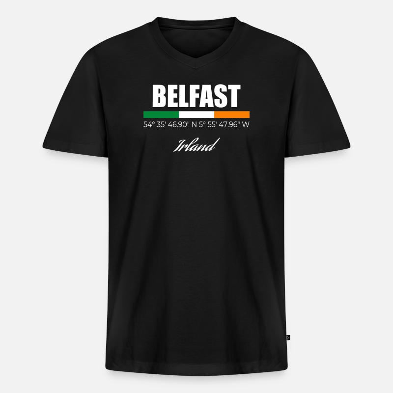 Belfast - Männer Premium Bio T-Shirt mit V-Ausschnitt - Schwarz