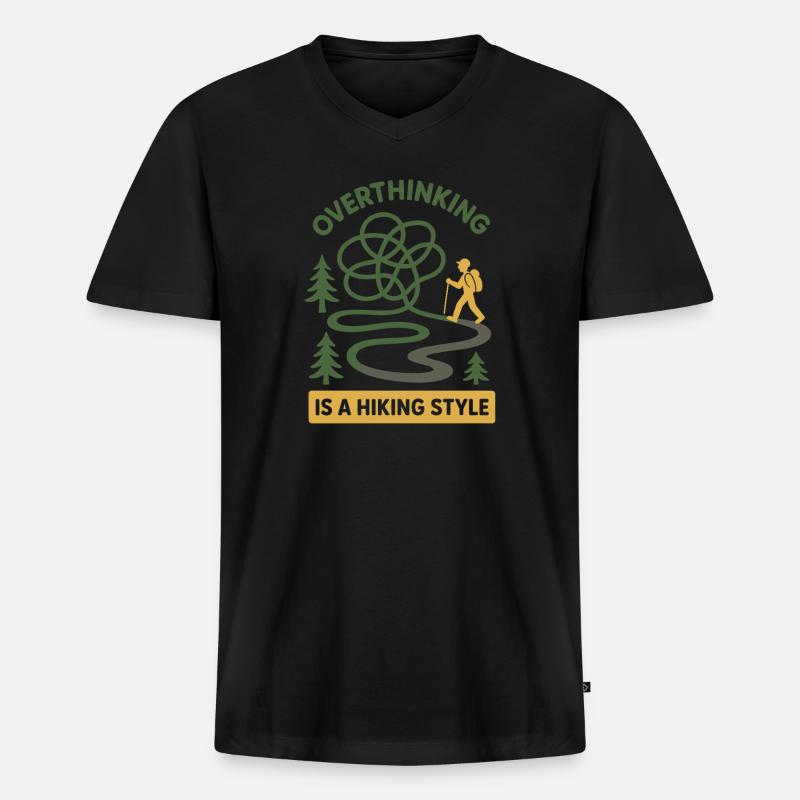 Forest Walk Overthinker Mental Reset - Männer Premium Bio T-Shirt mit V-Ausschnitt - Schwarz