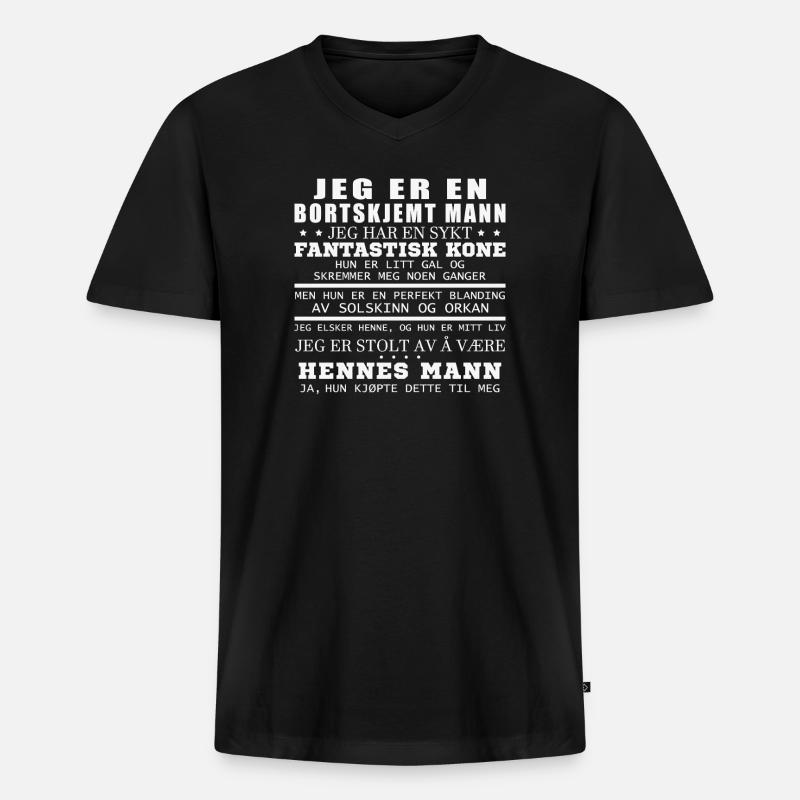 Ich bin ein verwöhnter Mann. - Männer Premium Bio T-Shirt mit V-Ausschnitt - Schwarz