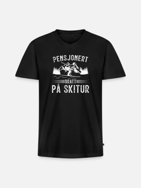 Rentner im Skiurlaub - Männer Premium Bio T-Shirt mit V-Ausschnitt - Schwarz