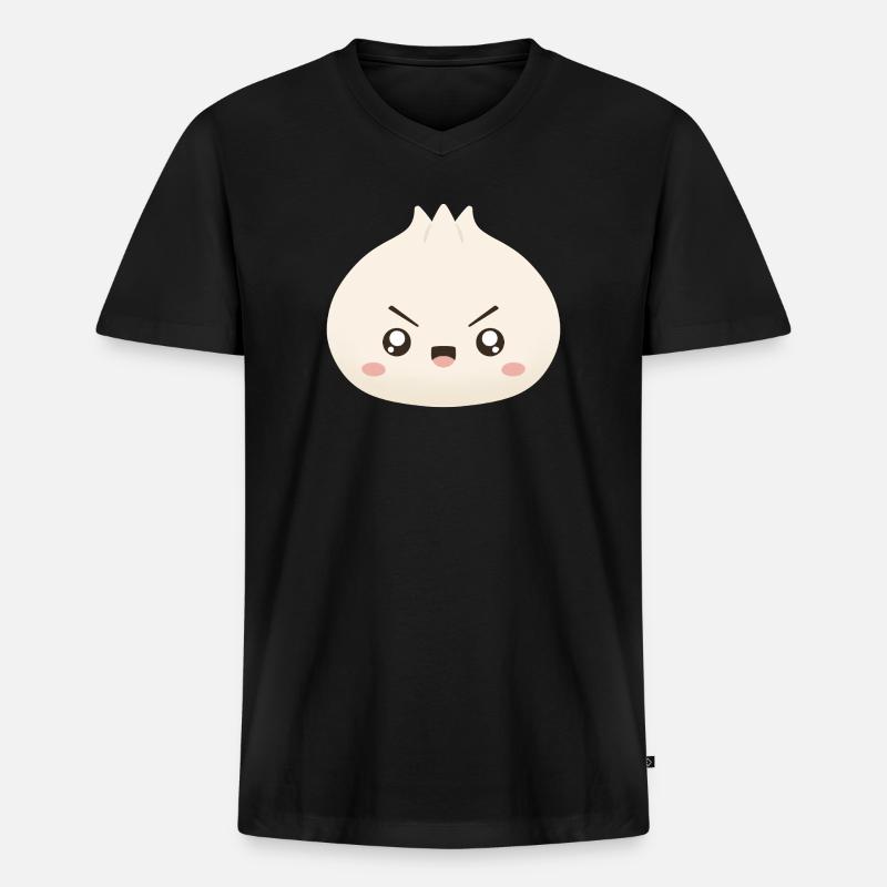 Grumpy Dumpling – süßes Maskottchen - Männer Premium Bio T-Shirt mit V-Ausschnitt - Schwarz