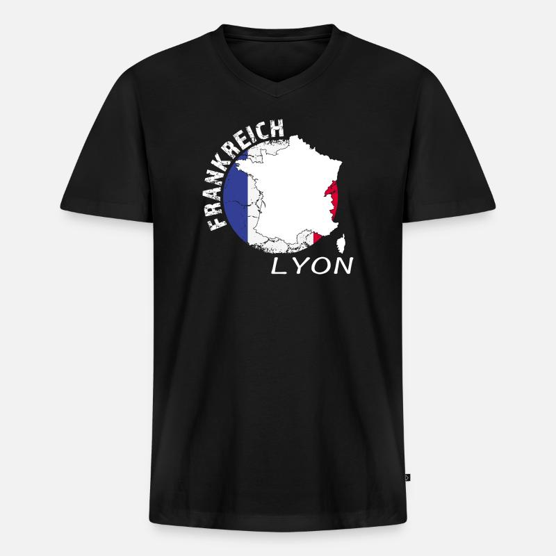 Lyon - Männer Premium Bio T-Shirt mit V-Ausschnitt - Schwarz