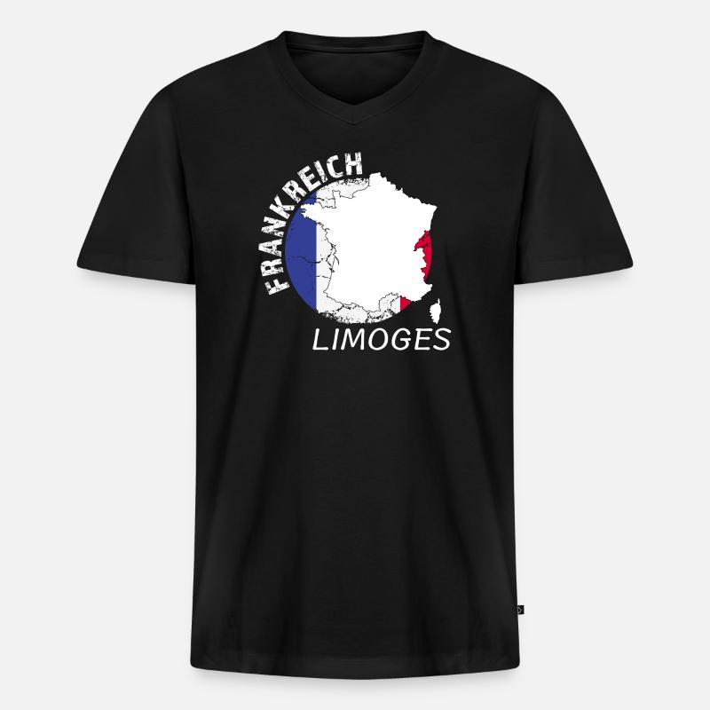 Limoges - Männer Premium Bio T-Shirt mit V-Ausschnitt - Schwarz