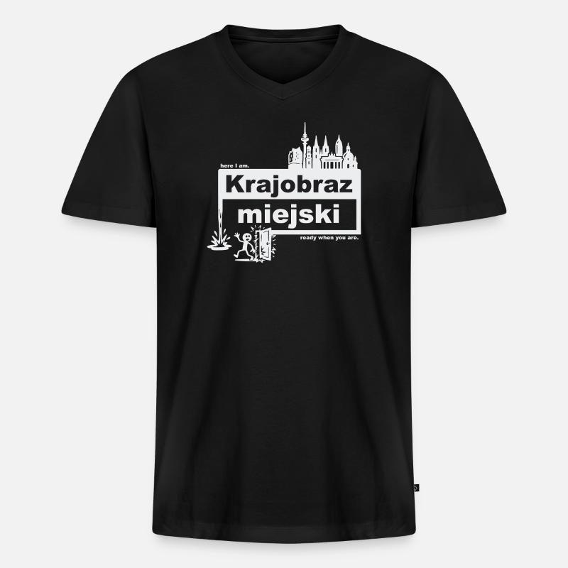 Stadtbild - polnisch - ready when you are - Männer Premium Bio T-Shirt mit V-Ausschnitt - Schwarz