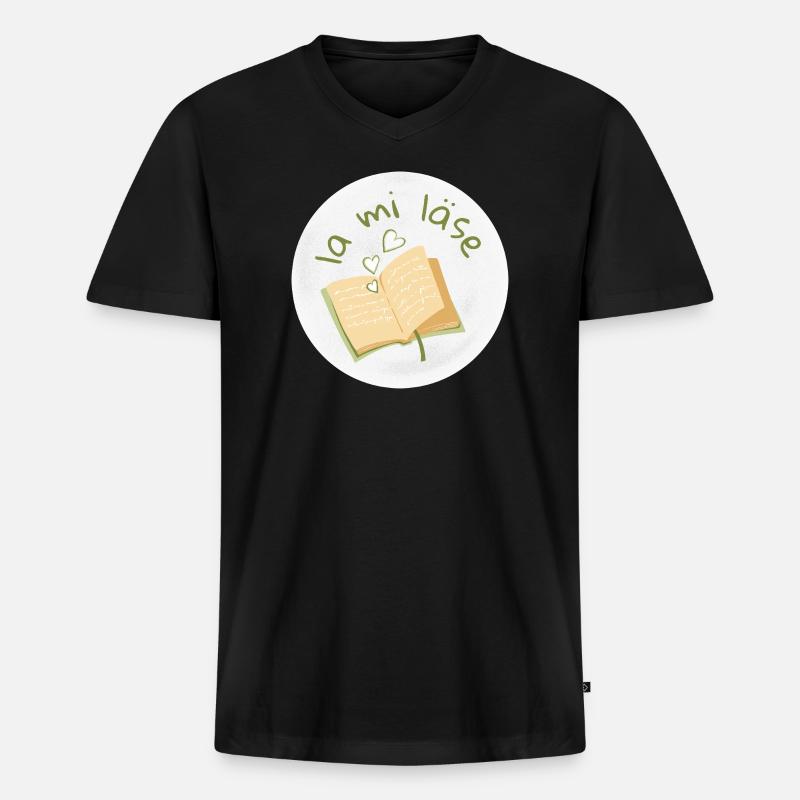 la mi läse - Männer Premium Bio T-Shirt mit V-Ausschnitt - Schwarz