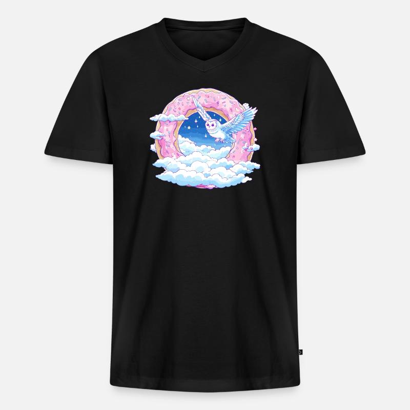 DonutHimmel Eulenflug - Männer Premium Bio T-Shirt mit V-Ausschnitt - Schwarz