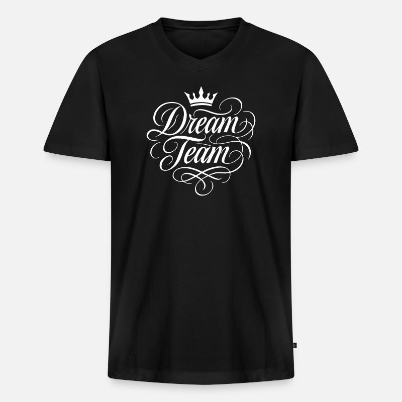Dream Team - Männer Premium Bio T-Shirt mit V-Ausschnitt - Schwarz