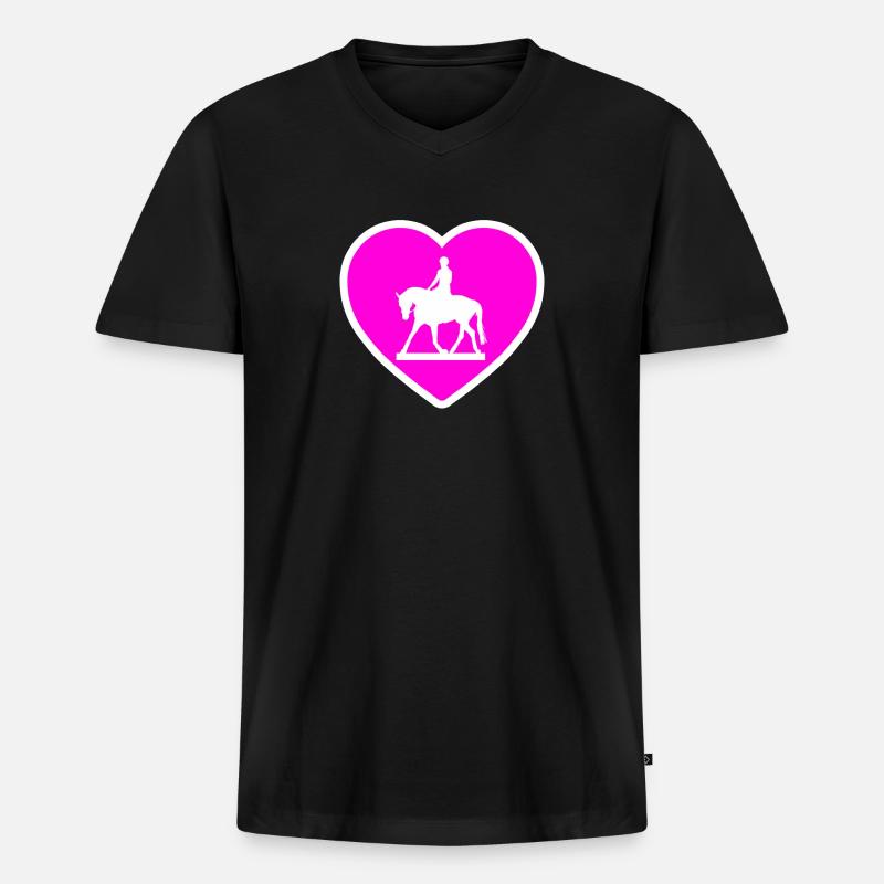 Pferde - Männer Premium Bio T-Shirt mit V-Ausschnitt - Schwarz