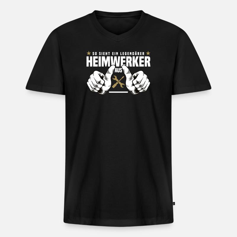 Heimwerker - Männer Premium Bio T-Shirt mit V-Ausschnitt - Schwarz
