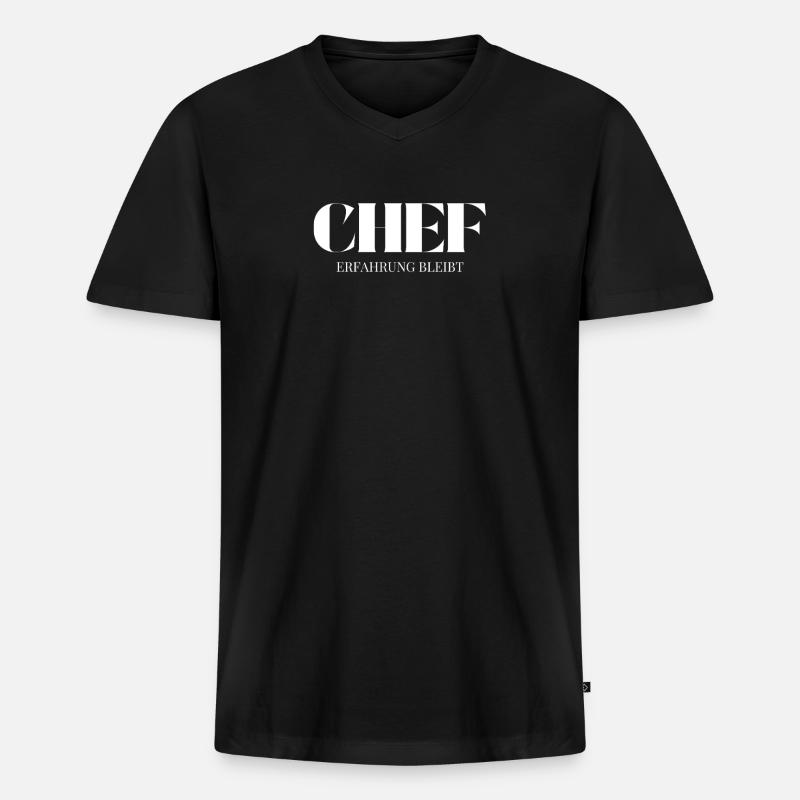 Chef Spruch Erfahrung bleibt - Männer Premium Bio T-Shirt mit V-Ausschnitt - Schwarz