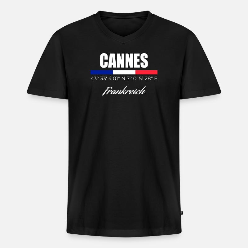 Cannes - Männer Premium Bio T-Shirt mit V-Ausschnitt - Schwarz