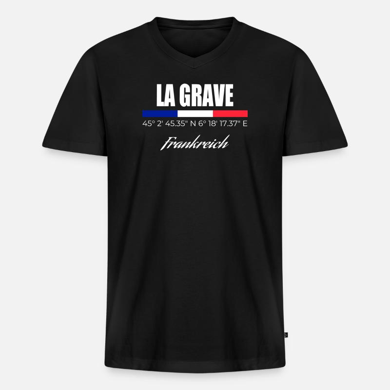 La Grave - Männer Premium Bio T-Shirt mit V-Ausschnitt - Schwarz