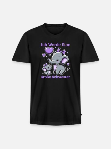 Big Sister Elephants Older Sibling - Men's Premium Organic T-shirt with V-neck - black