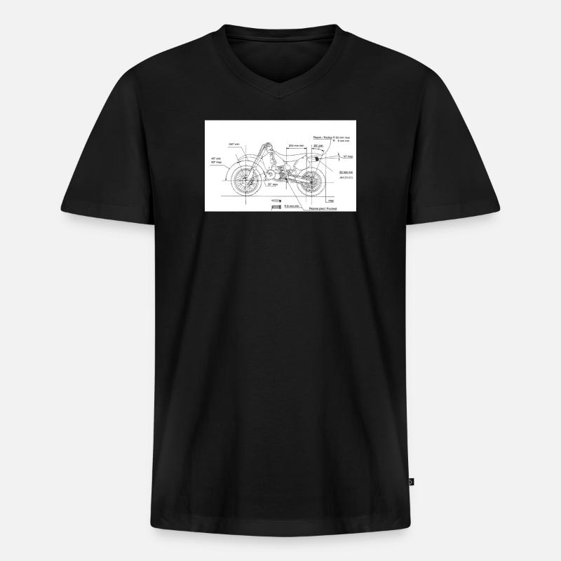 Motorrad Blueprint: Custom Chopper - Männer Premium Bio T-Shirt mit V-Ausschnitt - Schwarz