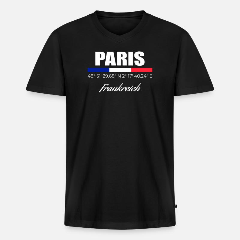 Paris - Männer Premium Bio T-Shirt mit V-Ausschnitt - Schwarz