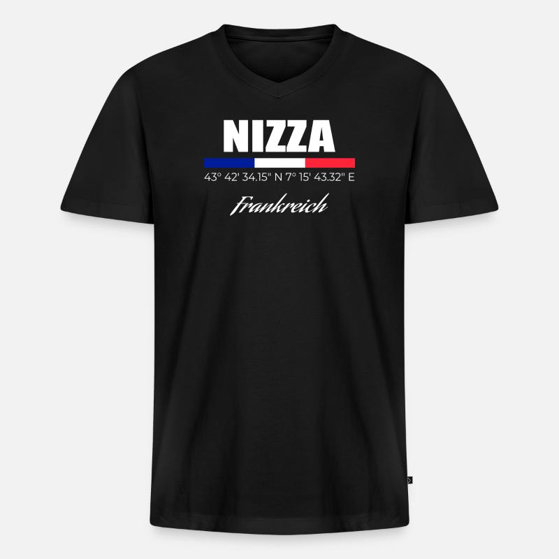 Nizza - Männer Premium Bio T-Shirt mit V-Ausschnitt - Schwarz