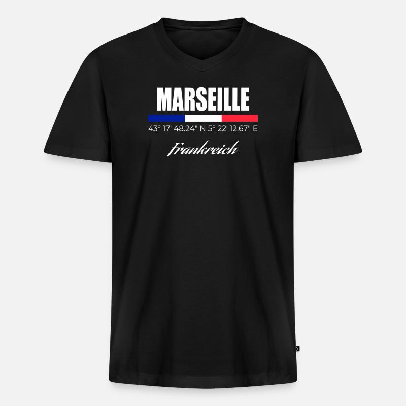 Marseille - Männer Premium Bio T-Shirt mit V-Ausschnitt - Schwarz