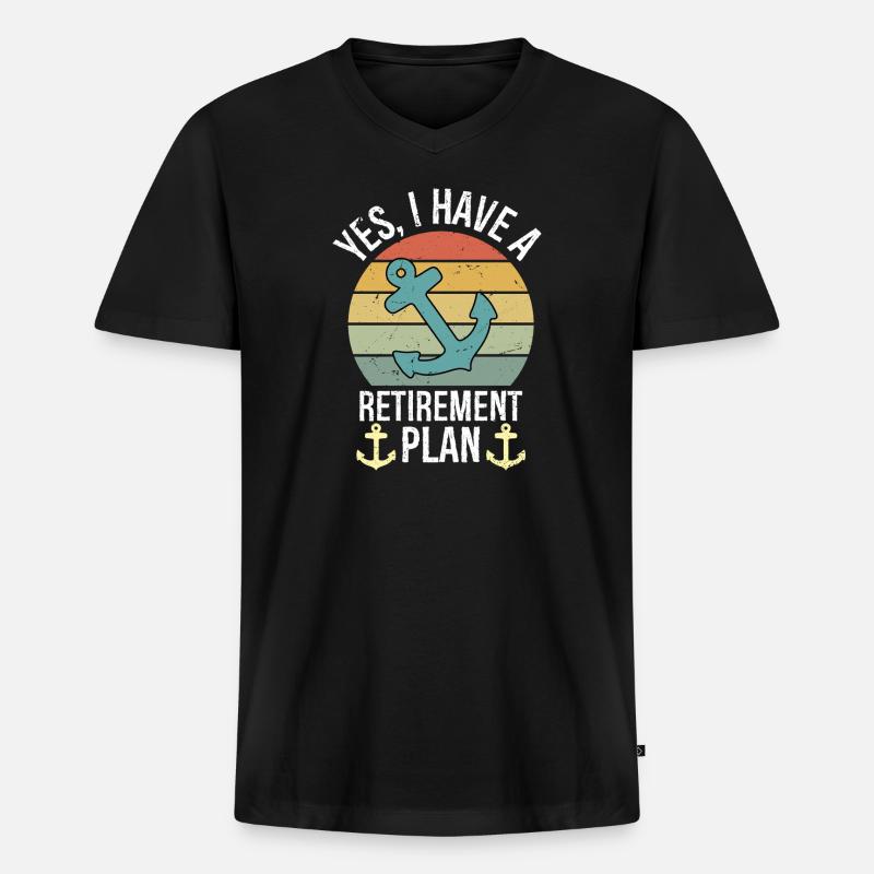 Plain Sailing Boat Retirement Plan Gift - Männer Premium Bio T-Shirt mit V-Ausschnitt - Schwarz