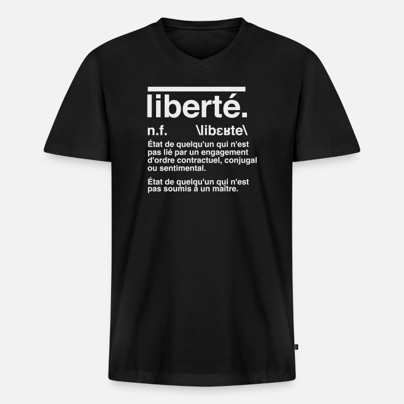 Freedom Definition Dictionary Style - Männer Premium Bio T-Shirt mit V-Ausschnitt - Schwarz
