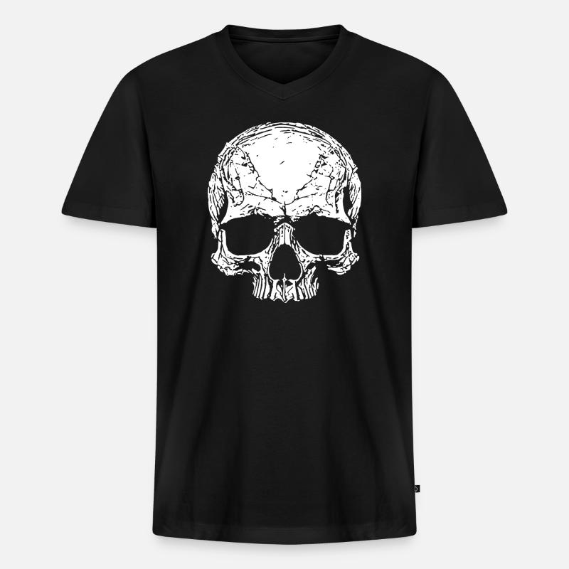 Schädel Silhouette - Männer Premium Bio T-Shirt mit V-Ausschnitt - Schwarz
