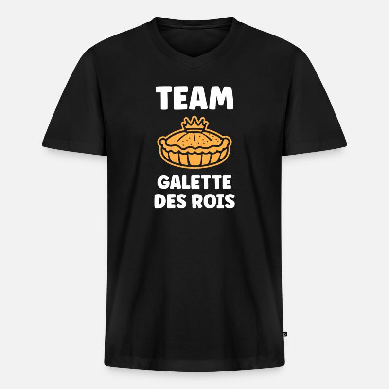 Humor galette des rois - Männer Premium Bio T-Shirt mit V-Ausschnitt - Schwarz