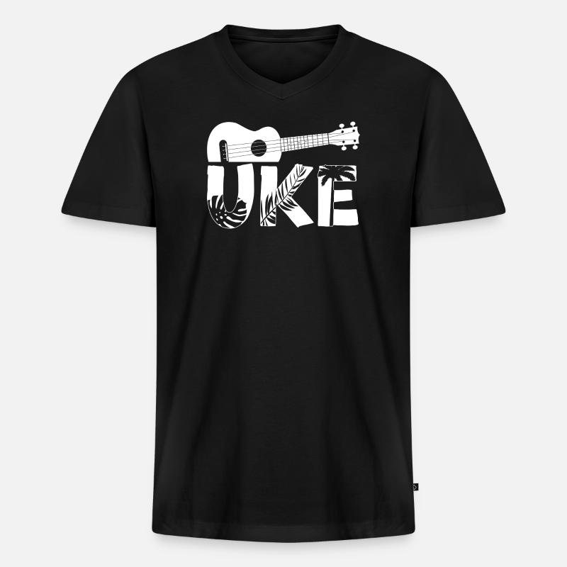 Hawaiian Ukulele Uke Uke - Männer Premium Bio T-Shirt mit V-Ausschnitt - Schwarz