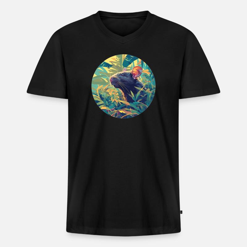 Ratten Ratte - Männer Premium Bio T-Shirt mit V-Ausschnitt - Schwarz