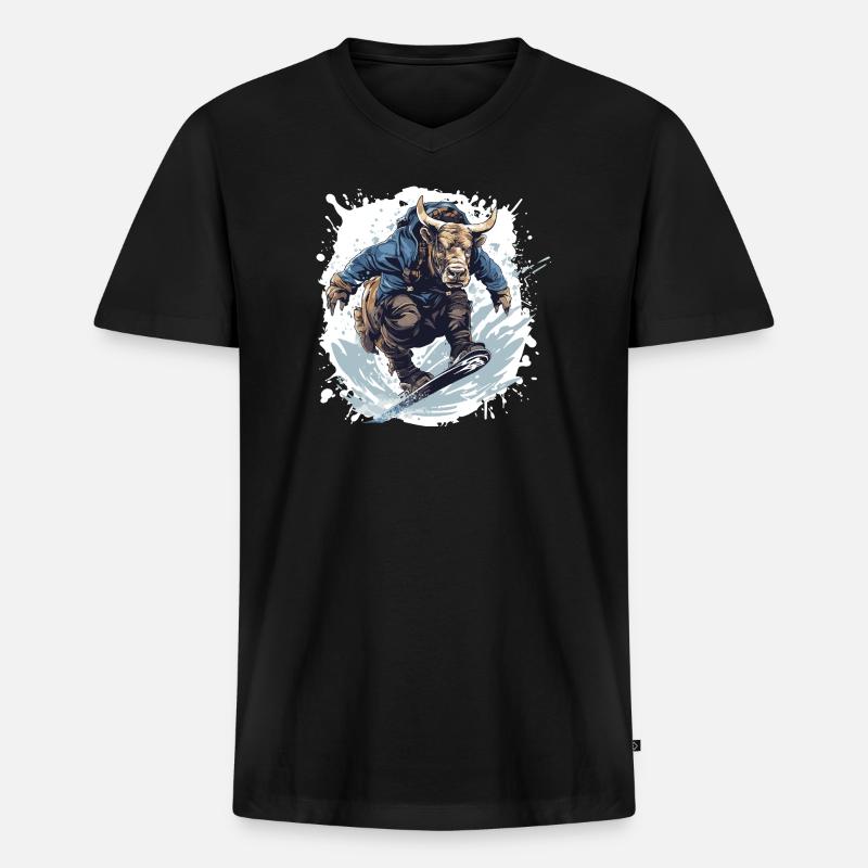 Bulle Snowboard Taurus - Männer Premium Bio T-Shirt mit V-Ausschnitt - Schwarz