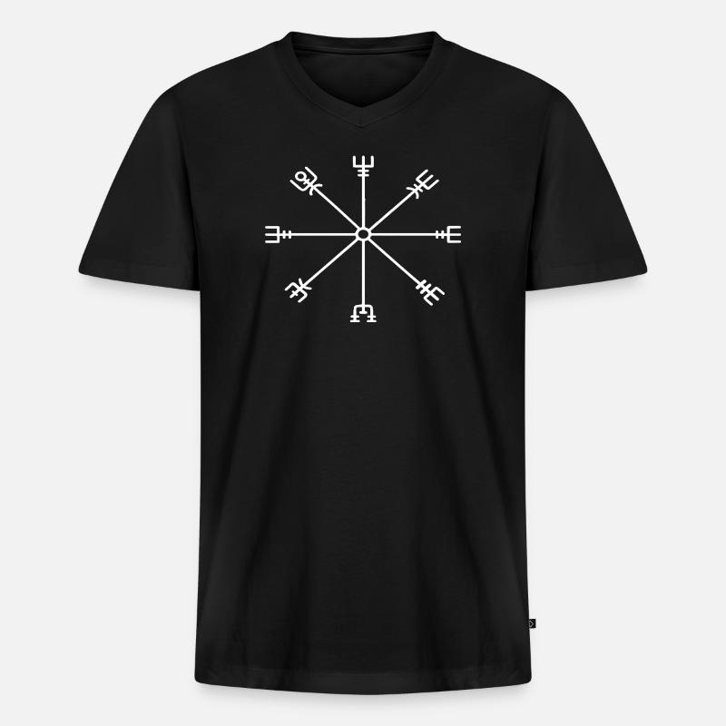 Arkane Kompass-Glyphe - Männer Premium Bio T-Shirt mit V-Ausschnitt - Schwarz