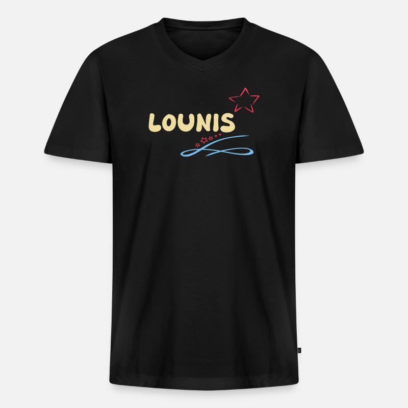 Lounis - Männer Premium Bio T-Shirt mit V-Ausschnitt - Schwarz