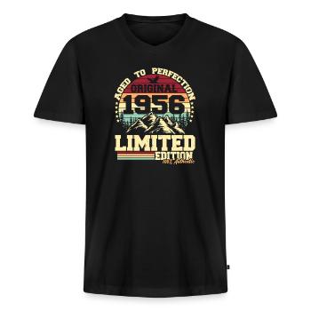 Original 1956 Jahrgang Retro Geburtstag Geschenk - Männer Premium Bio T-Shirt mit V-Ausschnitt - Schwarz - Vorne - Nico (187cm)