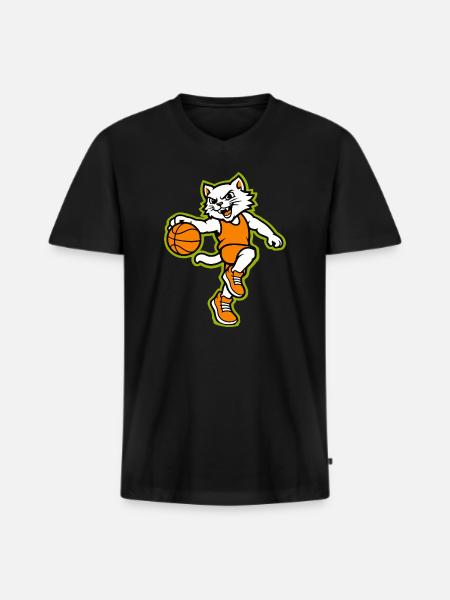 Wildcat-Basketball-Action-Maskottchen - Männer Premium Bio T-Shirt mit V-Ausschnitt - Schwarz