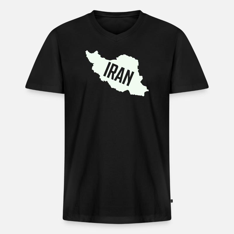 Iran Karten Typo - Männer Premium Bio T-Shirt mit V-Ausschnitt - Schwarz
