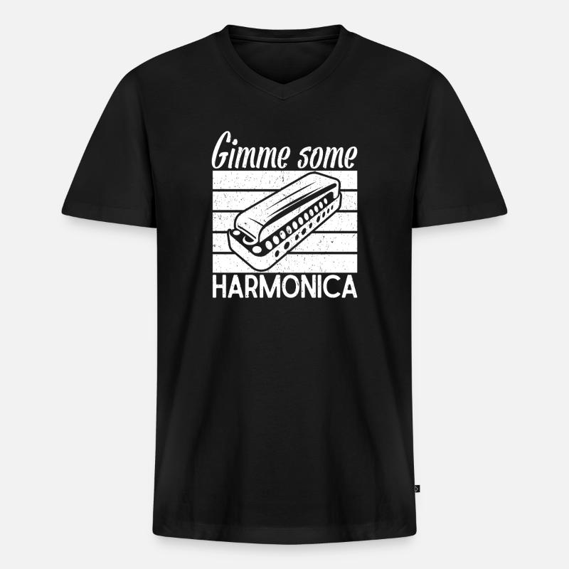 Harmonica Musican Gimme Some Harmonica - Männer Premium Bio T-Shirt mit V-Ausschnitt - Schwarz