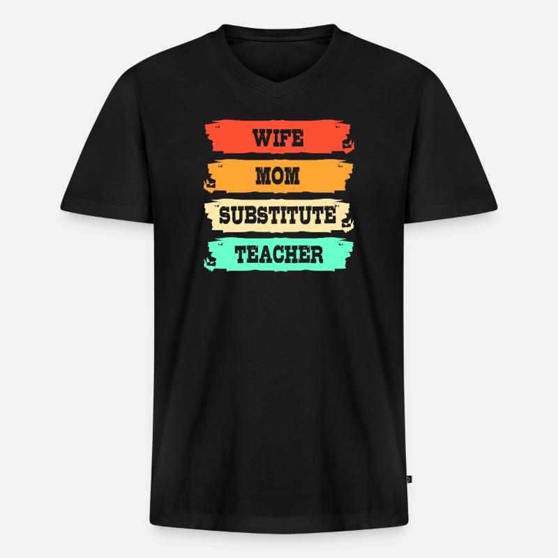 Vertretungslehrer Aushilfslehrer Ersatzlehrerin - Männer Premium Bio T-Shirt mit V-Ausschnitt - Schwarz
