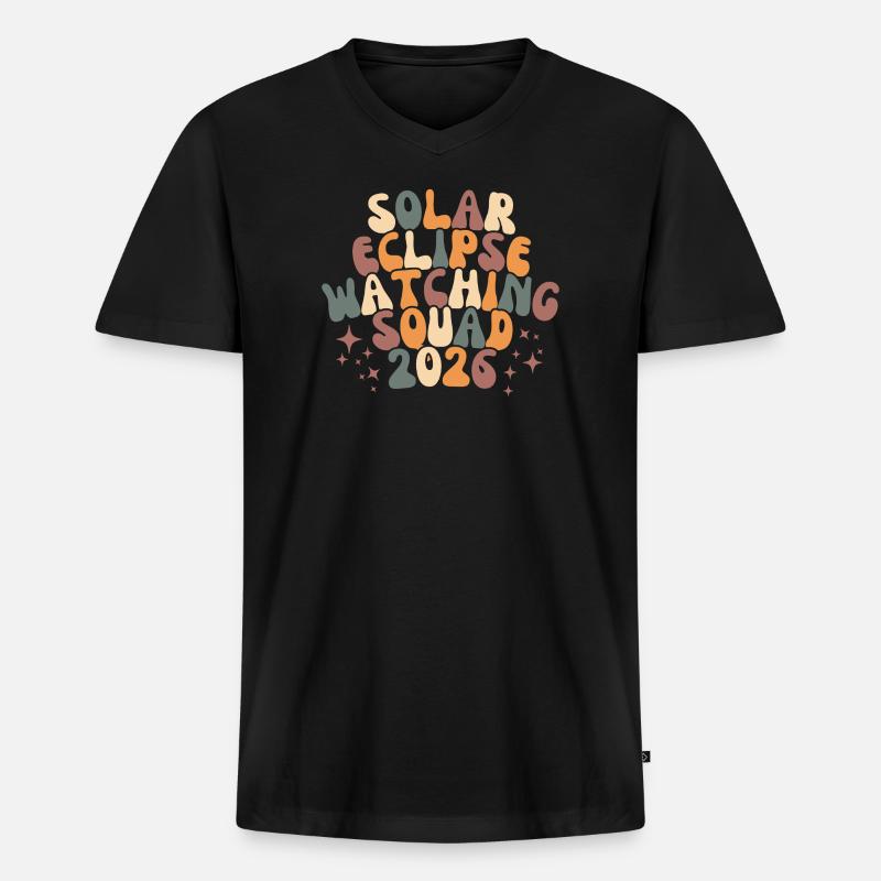 Solar Eclipse Watching Squad 2026 - Männer Premium Bio T-Shirt mit V-Ausschnitt - Schwarz