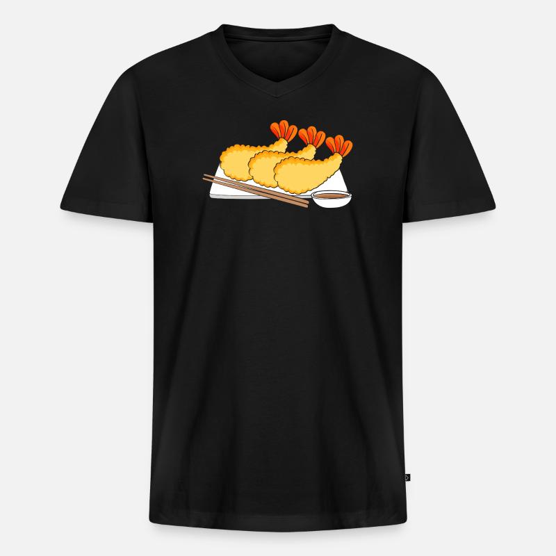 Krabbe Languste Meeresfrüchte Shrimp - Männer Premium Bio T-Shirt mit V-Ausschnitt - Schwarz