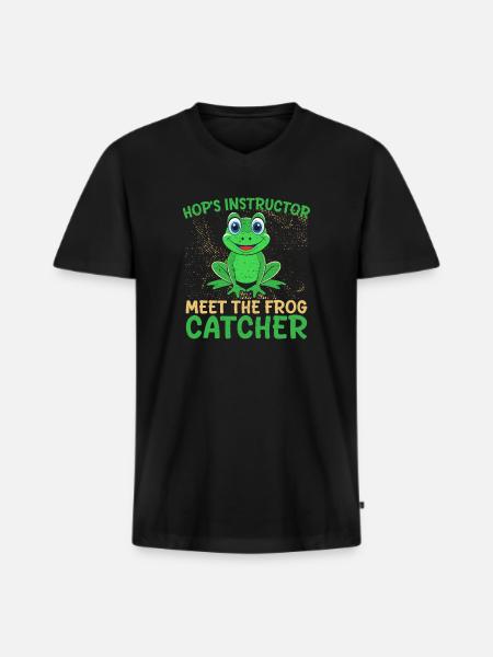 Frog Catcher Hop´s Instructor Frog - Männer Premium Bio T-Shirt mit V-Ausschnitt - Schwarz