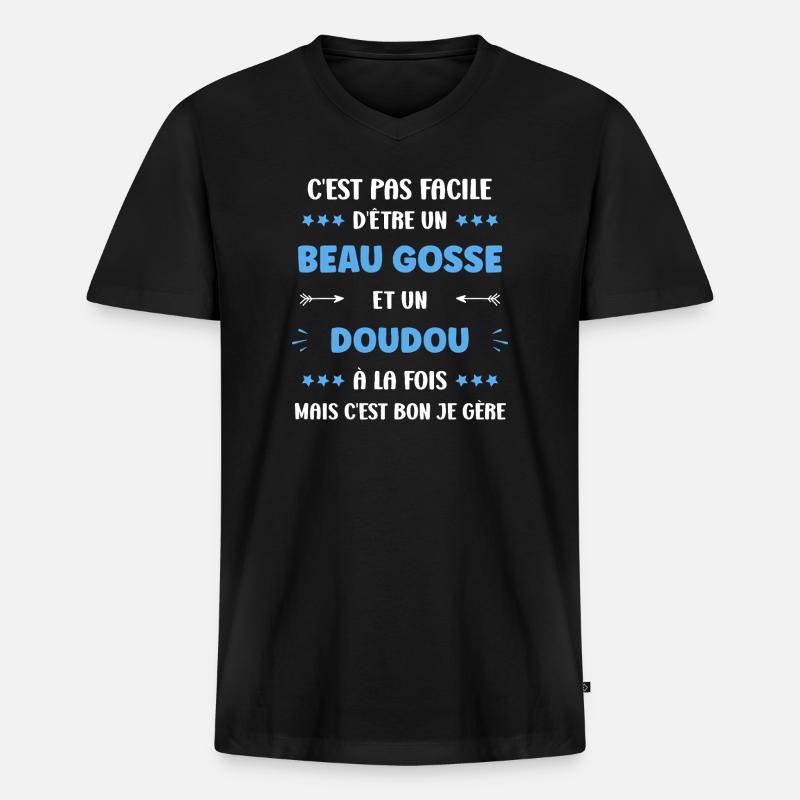 Don - Männer Premium Bio T-Shirt mit V-Ausschnitt - Schwarz