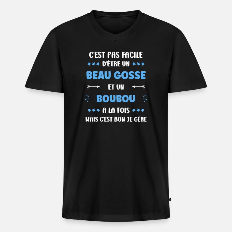 Boubou - Männer Premium Bio T-Shirt mit V-Ausschnitt - Schwarz
