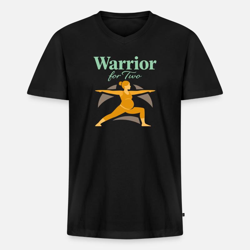 Vorgeburtliches Yoga Werdende Mutter - Männer Premium Bio T-Shirt mit V-Ausschnitt - Schwarz
