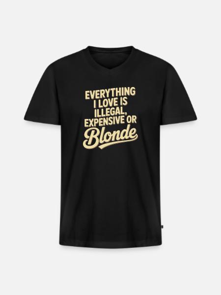 Tout ce que j’aime Illégalement, hommes blonds chers - T-shirt encolure en V Premium bio Homme - noir