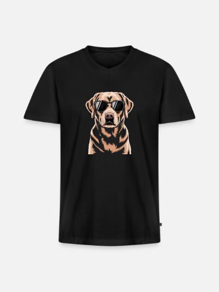 Brauner Labrador  - Männer Premium Bio T-Shirt mit V-Ausschnitt - Schwarz
